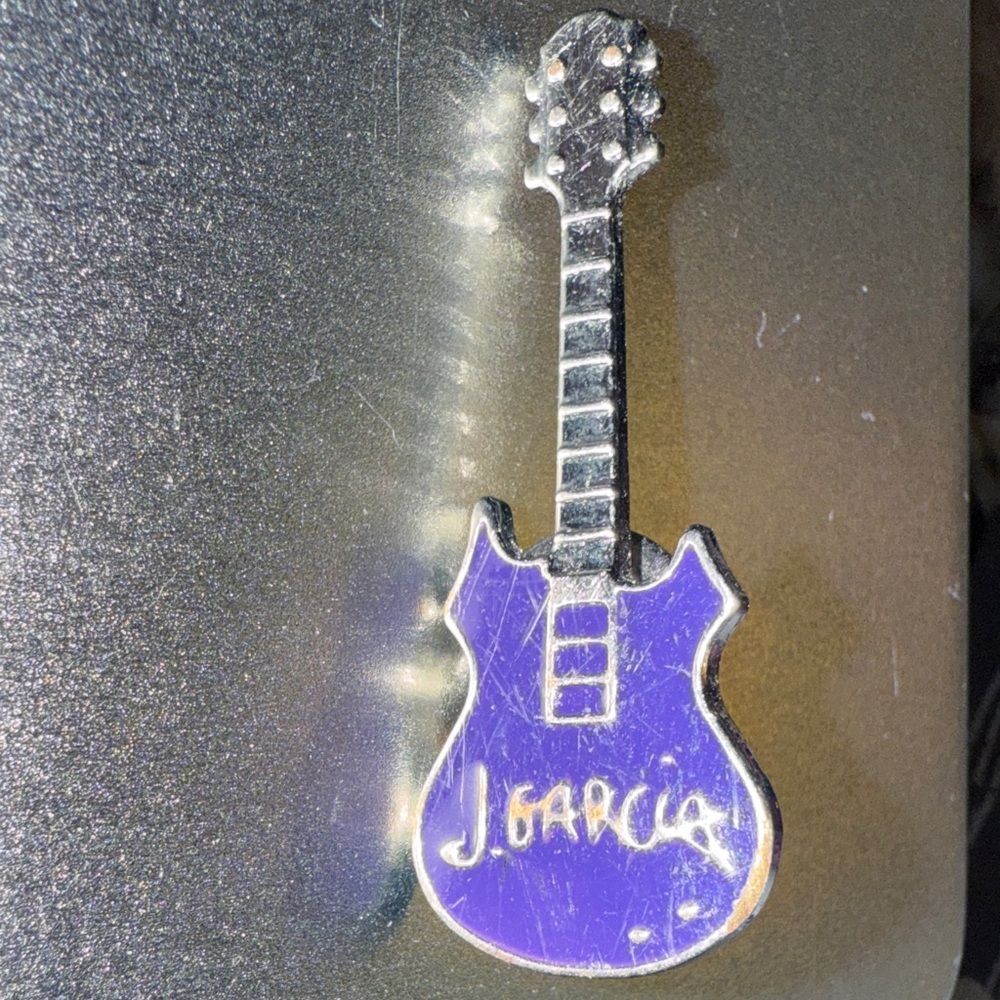 J. Garcia Blue and Gold Silver Guitar Tie Clip